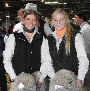 Rose Nevinson and Georgie Constance Hay Inc Hay Merino Sheep Show closer shot